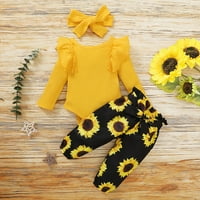 Dječja odjeća za djevojke Toddler Baby Girls dugih rukava Ruffles Romper Bodysuit + cvjetne hlače odijelo