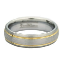 Metali Nakit unise Bijeli volfram Carbide brušene zlatne pruge Vjenčana prstena veličine 13