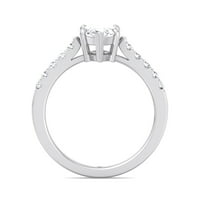 Oxnard - Moissite Marquise Cut Lab Diamond Angažman prsten prstena sa bočnim spoonima