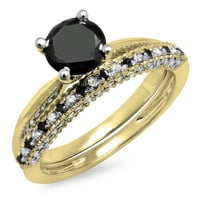 DazzlingRock kolekcija 1. Carat 14k okrugli crno-bijeli dijamantski ženski bridalni zaručnički prsten