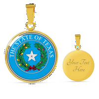 Texas State brtve ogrlica za krug privjesak od nehrđajućeg čelika ili 18K zlato 18-22