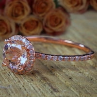 Ogromna prodaja 1. Carat morgatit dijamantski halo zaručni prsten u 10k ružičasto zlato