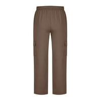 Muške pantalone u boji sa džepovima sa džepovima na otvorenom ravno tipom fitness hlače Sport pantalone Duksevi za muškarce Brown Clearence