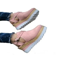 Ženski klin Espadrille gležnjače zatvorene kape za cipele sa petom sandale za pete ružičaste 7