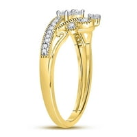 10k žuto zlato okruglo Diamond Crown Tiara modni prsten CTTW