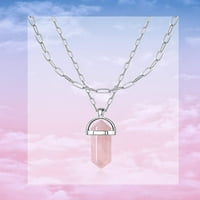Kiplyki Veleprodaja poklona za žene Rose Quartz ogrlica za žene zacjeljivanje kristalne ogrlice heksagonalna