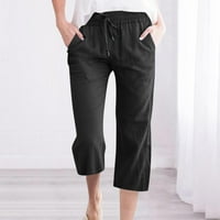 Homenesgenicki ljetne pilinge za žene XL modne žene casual pune boje elastične labave hlače ravne široke pantalone za noge sa džepom