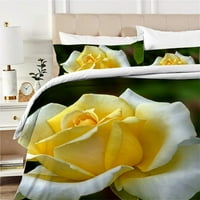 Modne djevojke krevet Modni kućni tekstil Poklopac posteljine od žute ruže, kalifornijski kralj