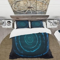 Art DemandArt 'Plava koncentrična spirala na crnoj modernom poklopcu prekrivača sa dva odvojena pokrov
