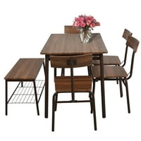 Karmas Proizvod TRENODNICE Stolni stol set Drveni kuhinjski stol i stolice sa metalnim nogama i klupi