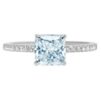 2.7ct Asscher rezan plavi simulirani dijamant 14k bijeli zlatni godišnjički zaručnički prsten veličine