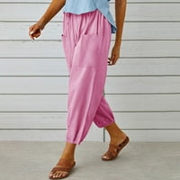 Giligiliso modne žene ljetne casual labavo pamučne i posteljine džepove solidne hlače hlače