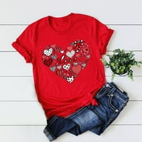 Žene vrhovi - majice kratkih rukava vrhovi zaljubljenih za Valentinovo tiskali bluzu za orez crvena