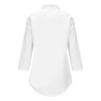 Ženska modna casual dugačak dugačak s dugim rukavima LEPEL Džep za ispis Top bluza hot8sl4868603