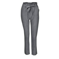 Ležerne hlače Ležerne hlače High elastične čipke haremske struke pantalone džepove Žene Bowtie struk