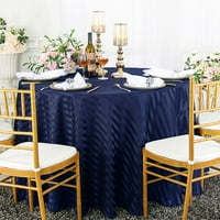 Vjenčanje posteljina Inc. 108 prugasti okrugli jacquard poliester stolnjak - mornarsko plava