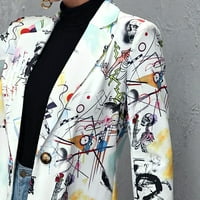 Funicet Blazer jakne za žene Žene Ležerne grafite Ispiši jedno dugme Mali kardigan Wthout džepni kaput