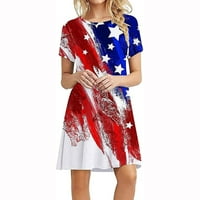 Patriotske haljeve haljine USA zastava Odjeća za modu V izrez Ljetne večernje večernje dame sa džepovima