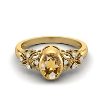 7x ovalni oblik Citrine Sterling Srebrni zlatnik Vermeil Celtic Shank Solitaire Women Wedding Ring