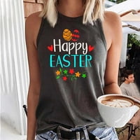 Ženske sretne uskrsne košulje Crewneck Slatka jaja zeko za tisak bez rukava, Ležerne prilike, Ležerne
