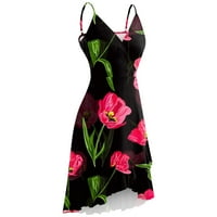 Clearsance Ljetne haljine za žene bez rukava dužine koljena vruća prodaja ispisana sunčana haljina V-izrez