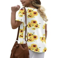 Bluza za trbuh s kratkim rukavima za žene Ljeto Basic Okrugli vrat T Majica Camo Print Pulover TOPS