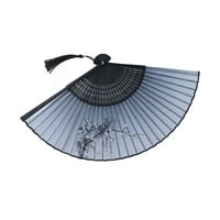 Ručni ventilator, šetnji šljive uzorak bambusova ventilator Prekrasan elegantan crni za plesne performanse