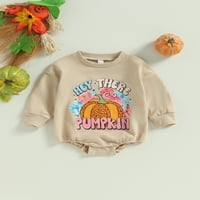 Wassery Novorođeni dječaci Djevojke Djevojke Halloween Outfit Pumpkin Pismo Ispis dugih rukava Romačice