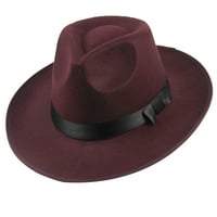 Yirtree Žene Muškarci Retro Široka disketa Panama Hat Buckle od vune Fedora Hat Sun Visor Hard Felt