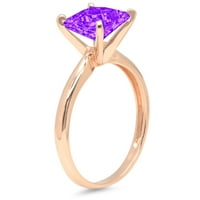 CT briljantna princeza Clear Simulirani dijamant 18k 18k Rose Gold Solitaire prsten SZ 3.75