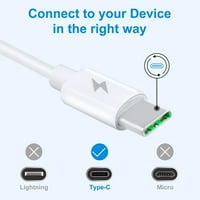 APRELCO 3.3FT WHITE 5A brz USB-C tip-c punjač za punjenje kabl kabela kompatibilan s MI4C s MI MI LETV