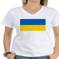 Cafepress - Zastava Ukrajine Majica - Ženska pamučna majica V-izrez