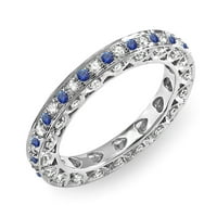 Kolekcija DazzlingRock 10k Okrugli bijeli dijamant i plavi safir Dame vječnoj godišnjici vjenčani nosač