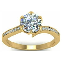 Pasijans 1. karat okrugli bijeli moissite Diamond 18k bijeli pozlaćeni prsten za uključivanje prstena, obećavajući prsten za prsten za nju
