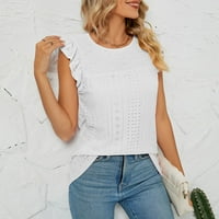 Žene ljetne vrhove casual Country okrugli vrat Tee majice ruffle rukava modna labava bluza