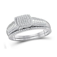 10k bijeli zlatni dijamantski klaster bridalni vjenčani prsten set CTTW
