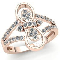 Prirodno 0,5ctw okruglo Diamond Dame Dame Accent Bow Golvery Angažman prsten od punog 10k ruža, bijeli
