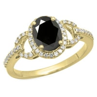 DazzlingRock kolekcija 14K svaki ovalni crni safir i okrugli dijamantski ženski zaručni prsten, žuto