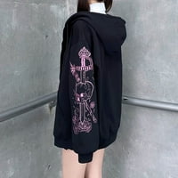 Dabuliu Crna paip up dukseve za žene predimenzionirane Y2K vintage estetičke grafike Harajuku Streetwear