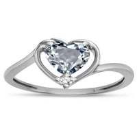 Star K Heart originalni Aquamarine Bypass Love Knot Promise Ring u kt bijeloj zlatnoj veličini Ženka