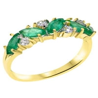 Britanci napravio 14k žuto zlato prirodno smaragdno i dijamantno ženski prsten - veličine opcija
