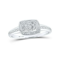 Sterling Silver ženski okrugli dijamantski kvadratni prsten CTTW