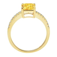 2. CT briljantan Asscher Clear Simulirani dijamant 18k žuti zlatni pasijans sa Accentima prsten sz 10.75
