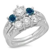 DazzlingRock kolekcija 2. Carat 14k Blue & White Diamond Stone Angažman prsten CT, bijelo zlato, veličina