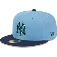 Muška nova Era Light Blue Mornary New York Yankees Green Upravljač 59Fifty ugrađeni šešir