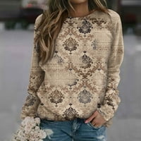 Strugten ženska casual moda cvjetni ispis pulover s dugim rukavima