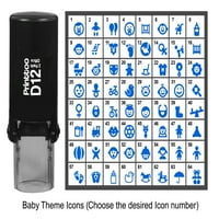 Printtoo Personalizirane tematske ikone za bebe Okrugli gumeni žig samoinking stamper -black