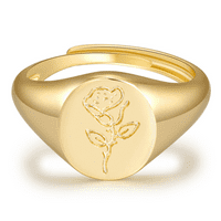 Rush Handmade Flowinet Flowet Ring -18K Zlatni prsten-minimalistički prsten sa botaničkim uređenim - osjetljivim personaliziranim poklon nakita za žene djevojke, jedna veličina, JZ S1373