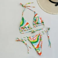 SHPWFBE kupaći kostim od tiskanih čipka up dvostruke tkanine Link petlje Split Bikini kupaći kostimi