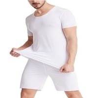 Niuer Muške ljetne svilene pidžame setovi solidne boje kratkih rukava kratke hlače za spavanje PJS Loungewear